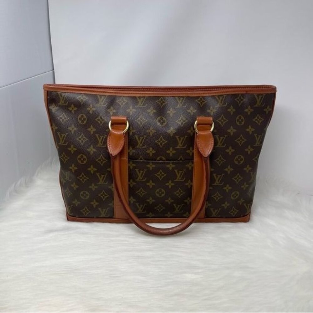 350 Pre Owned Auth Louis Vuitton Monogram Sac Weekend Shoulder Tote Bag TH0910